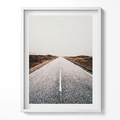 Obraz v rámu Prázdná rovná asfaltová cesta