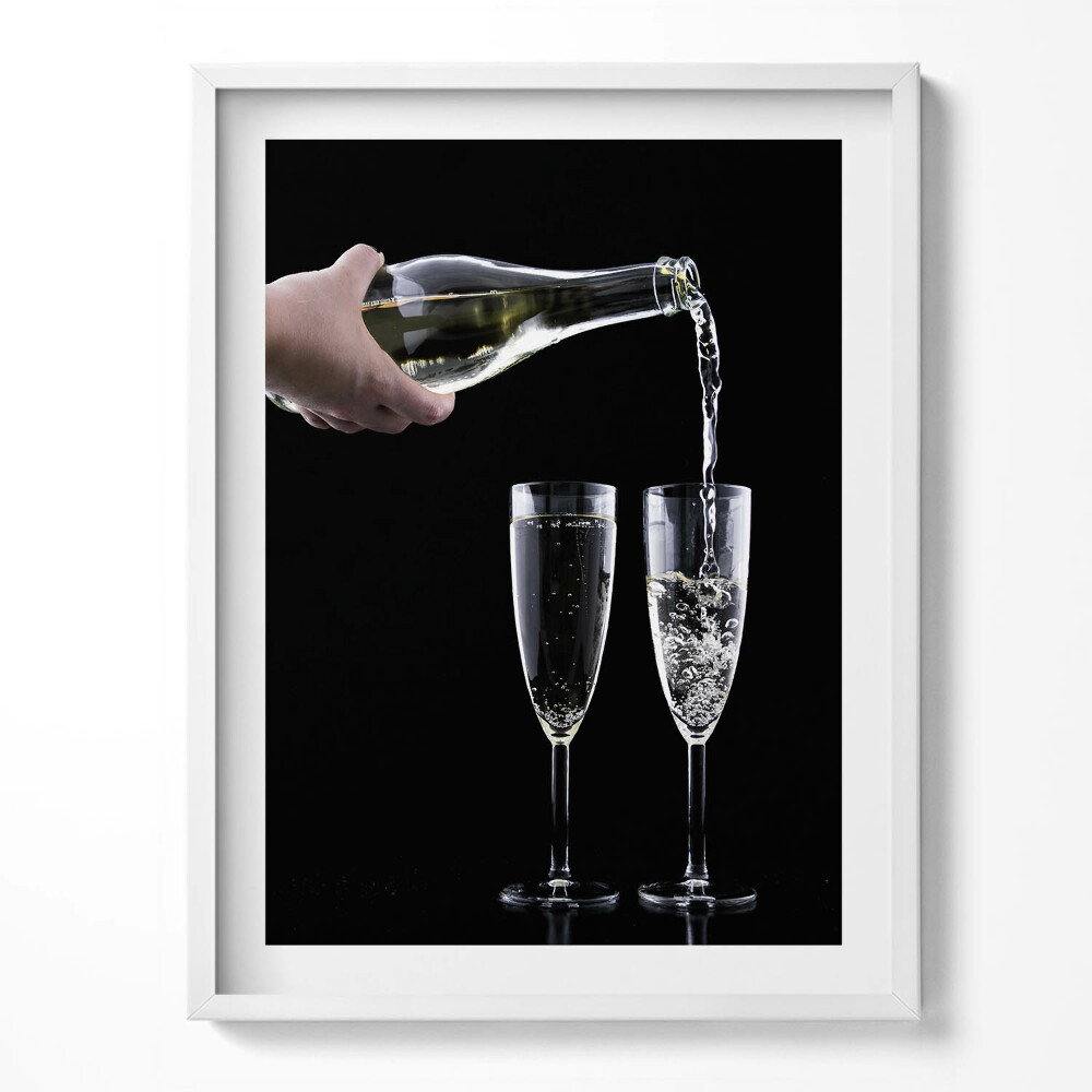 Obraz v rámu Dvě sklenice a šampaňské