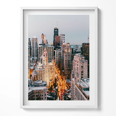 Obraz v rámu Panorama velkoměsta ve večerních hodinách