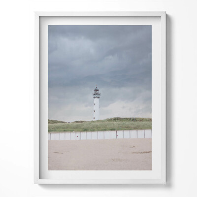 Obraz v rámu Osamělý maják na pláži
