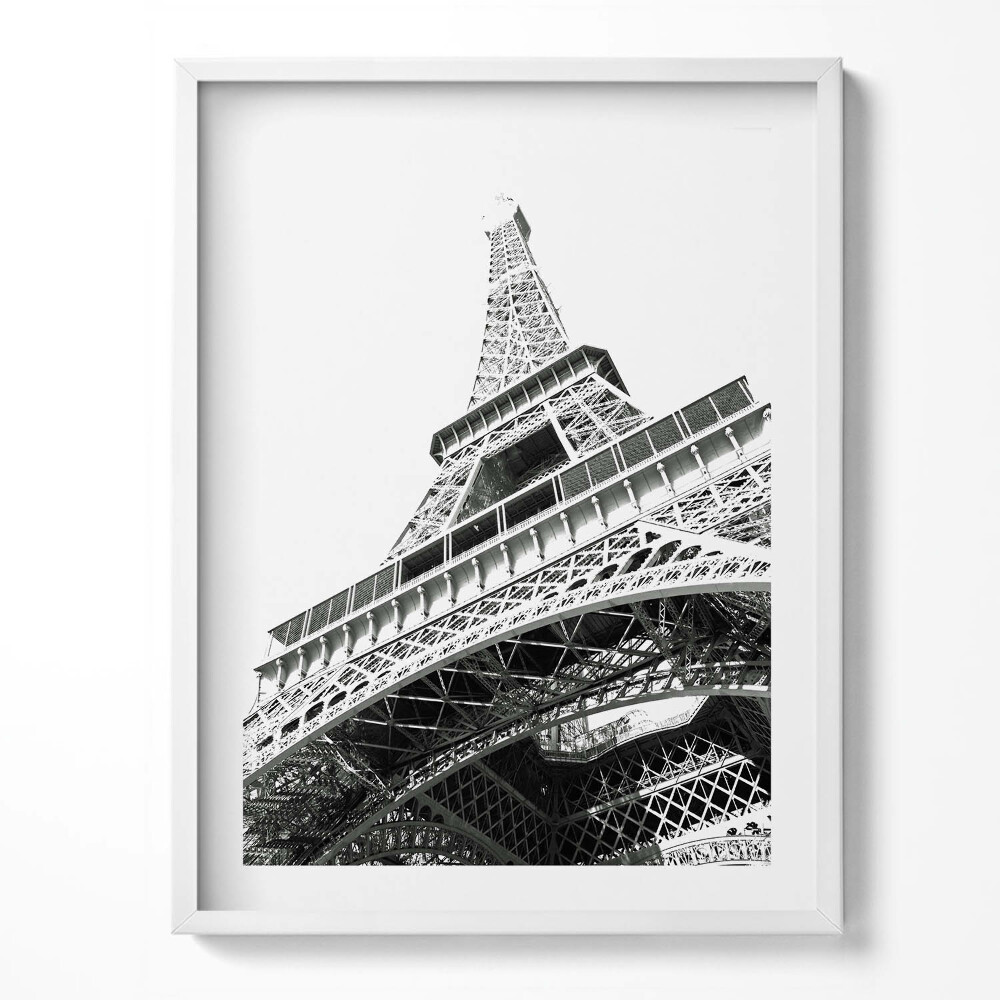 Obraz v rámu Černá a bílá Eiffelova věž v Paříži