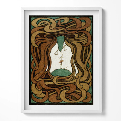 Obraz v rámu Ilustrace dvou líbajících se žen