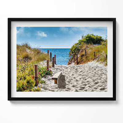 Obraz s rámem Písečná cesta na pláž a moře