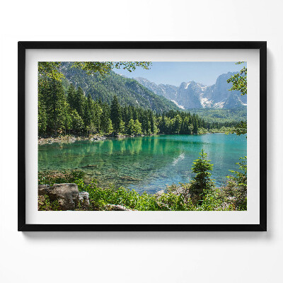 Obraz s rámem Horská krajina jezera v lese