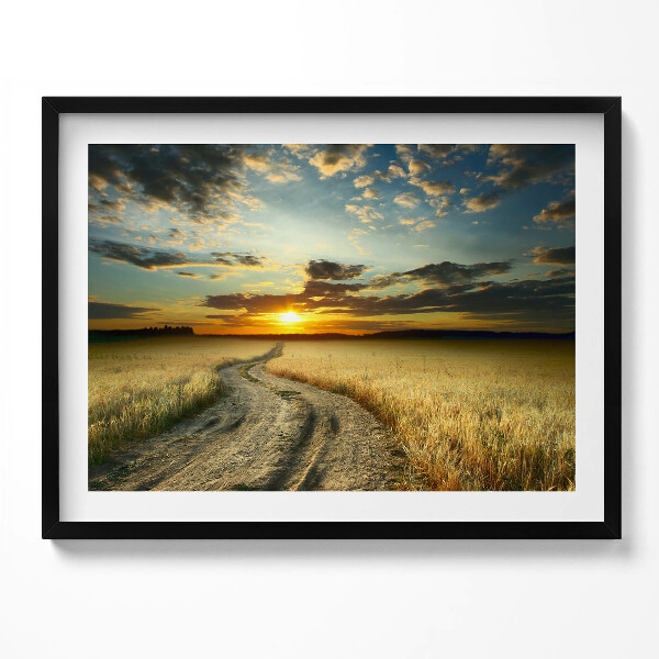 Obraz s rámem Polní cesta a západ slunce