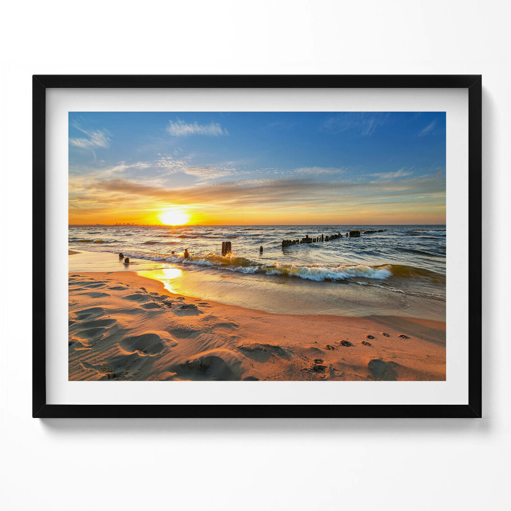 Obraz s rámem Východ slunce nad mořem