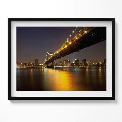 Obraz s rámem Osvětlený Brooklynský most v New Yorku
