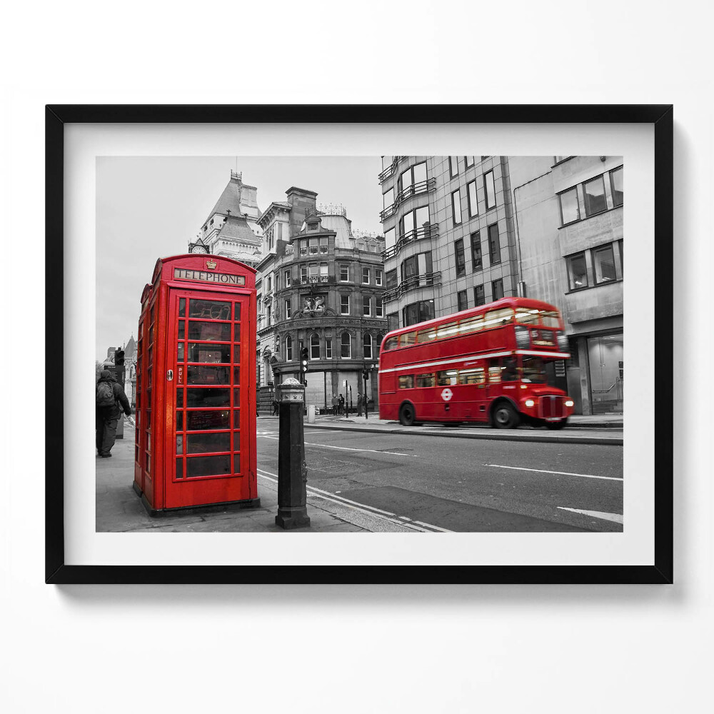 Obraz s rámem Historický americký autobus na ulici