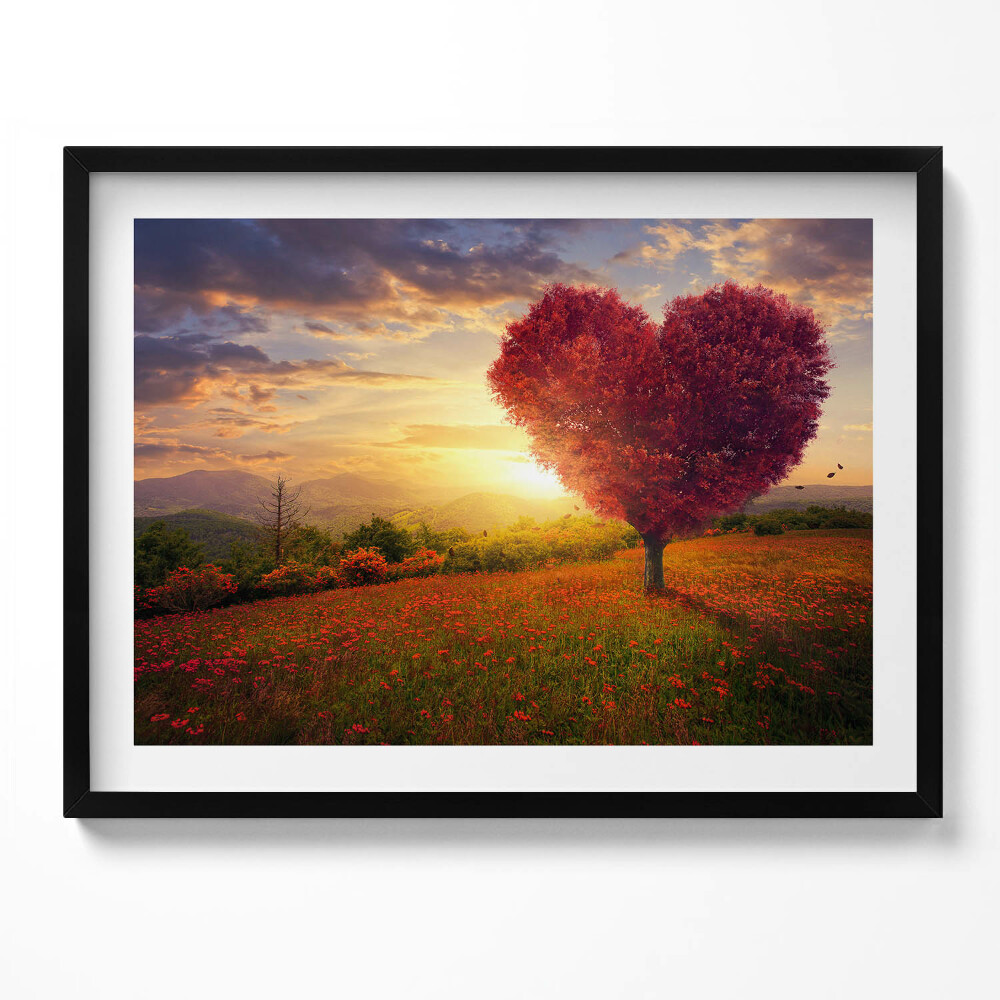 Obraz s rámem Strom lásky ve tvaru srdce