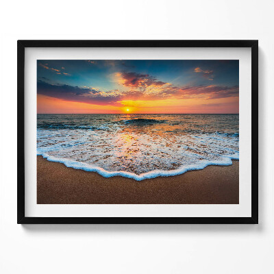 Obraz s rámem Krajina zapadajícího slunce nad mořem