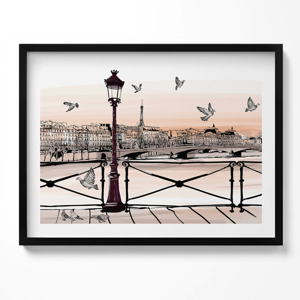 Obraz s rámem Západ slunce nad Seinou