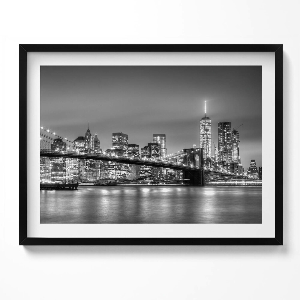 Obraz s rámem New York Brooklyn Bridge v noci