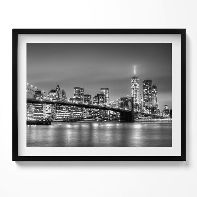 Obraz s rámem New York Brooklyn Bridge v noci