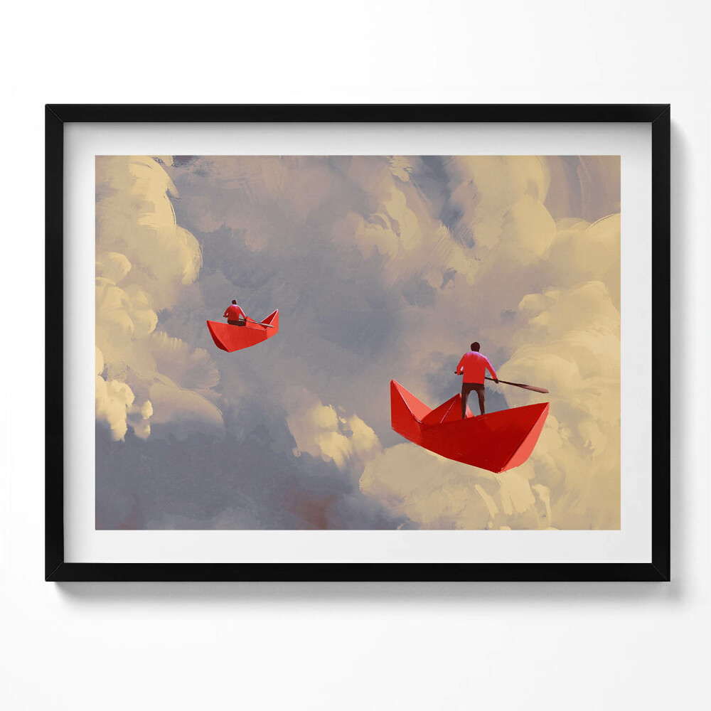 Obraz s rámem Cestování na papírových lodích