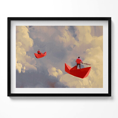Obraz s rámem Cestování na papírových lodích