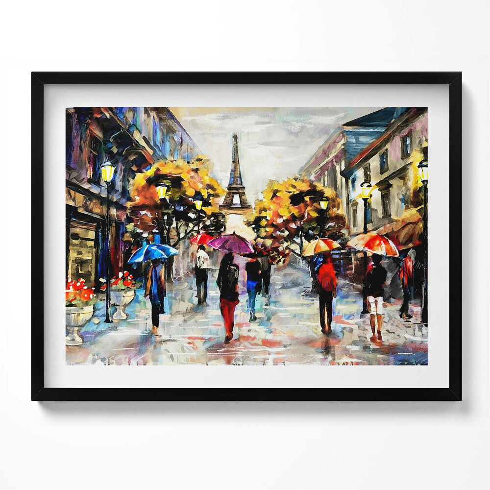 Obraz s rámem Eiffel Streets Nova - malovaný podzim