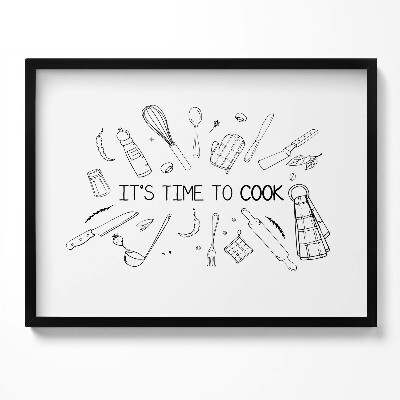 Obraz s rámem Je čas vařit - kuchyňský nápis