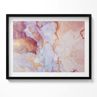 Obraz s rámem Růžový a zlatý mramor
