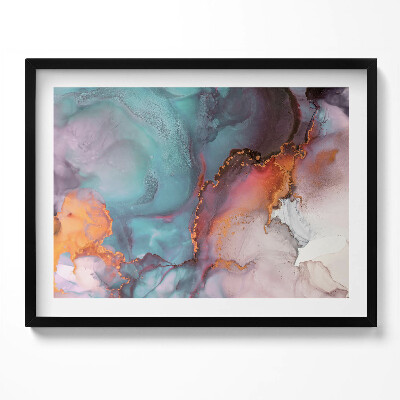 Obraz s rámem Tyrkysový a zlatý mramor