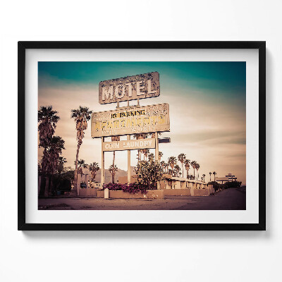 Obraz s rámem USA silniční znamení motelu
