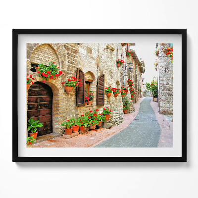 Obraz s rámem Malebná ulice s květinami