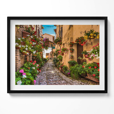 Obraz s rámem Květinová ulice ve městě Umbria