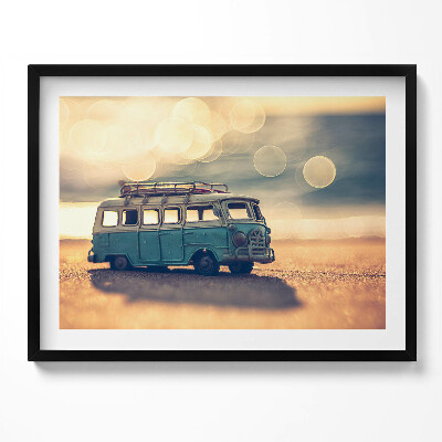 Obraz s rámem Camper na pláži
