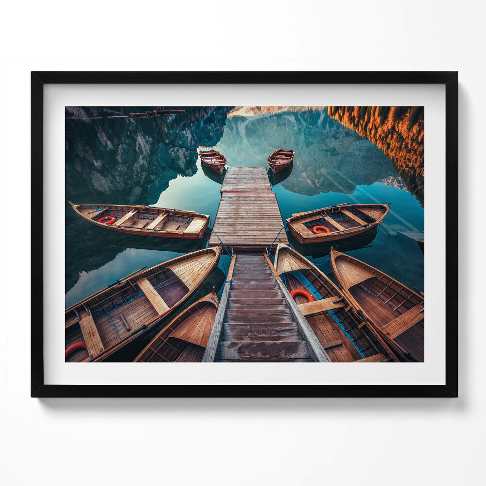 Obraz s rámem Molo a jezero Pragser Wildsee