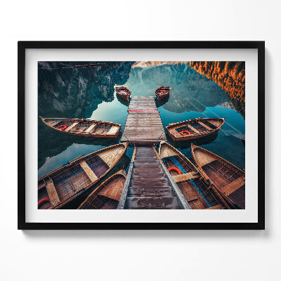 Obraz s rámem Molo a jezero Pragser Wildsee