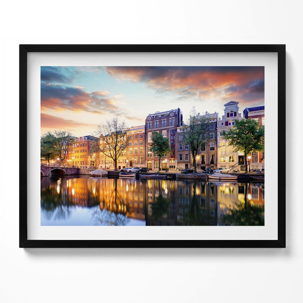 Obraz s rámem Domy Amsterdam Nizozemsko