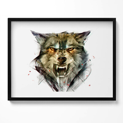 Obraz s rámem Kreslený portrét vlka