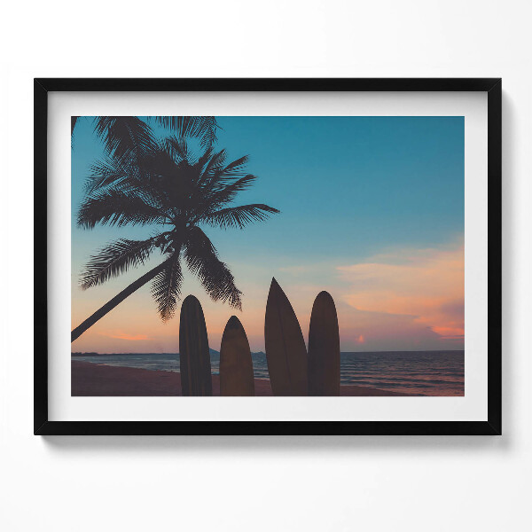Obraz s rámem Surfování na tropické pláži