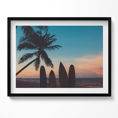 Obraz s rámem Surfování na tropické pláži