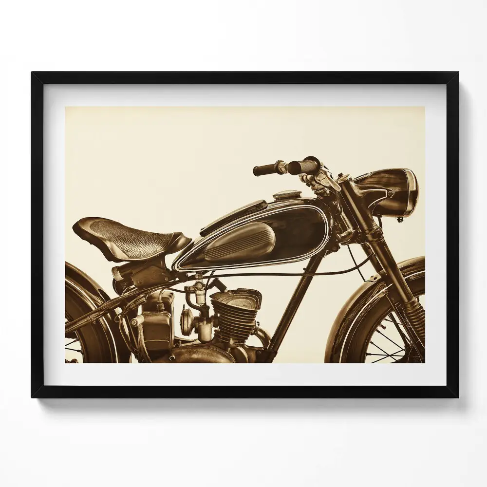 Obraz s rámem Retro sépie - motocykl ve stylu vintage
