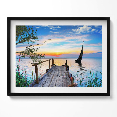 Obraz s rámem Plachetnice na jezeře