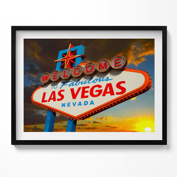 Obraz s rámem Las Vegas znamení při západu slunce