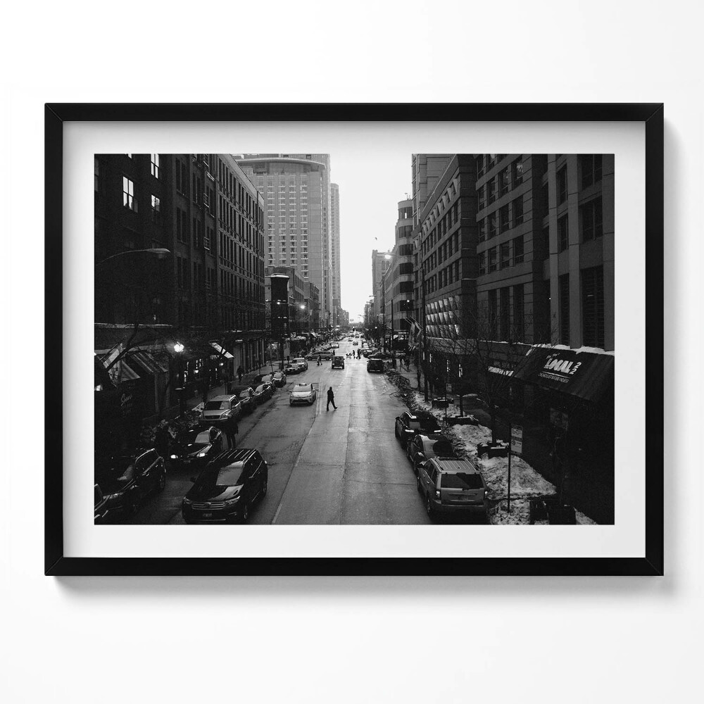 Obraz s rámem Černobílé ulice Chicaga