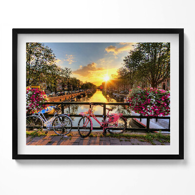 Obraz s rámem Východ slunce nad Amsterdamem