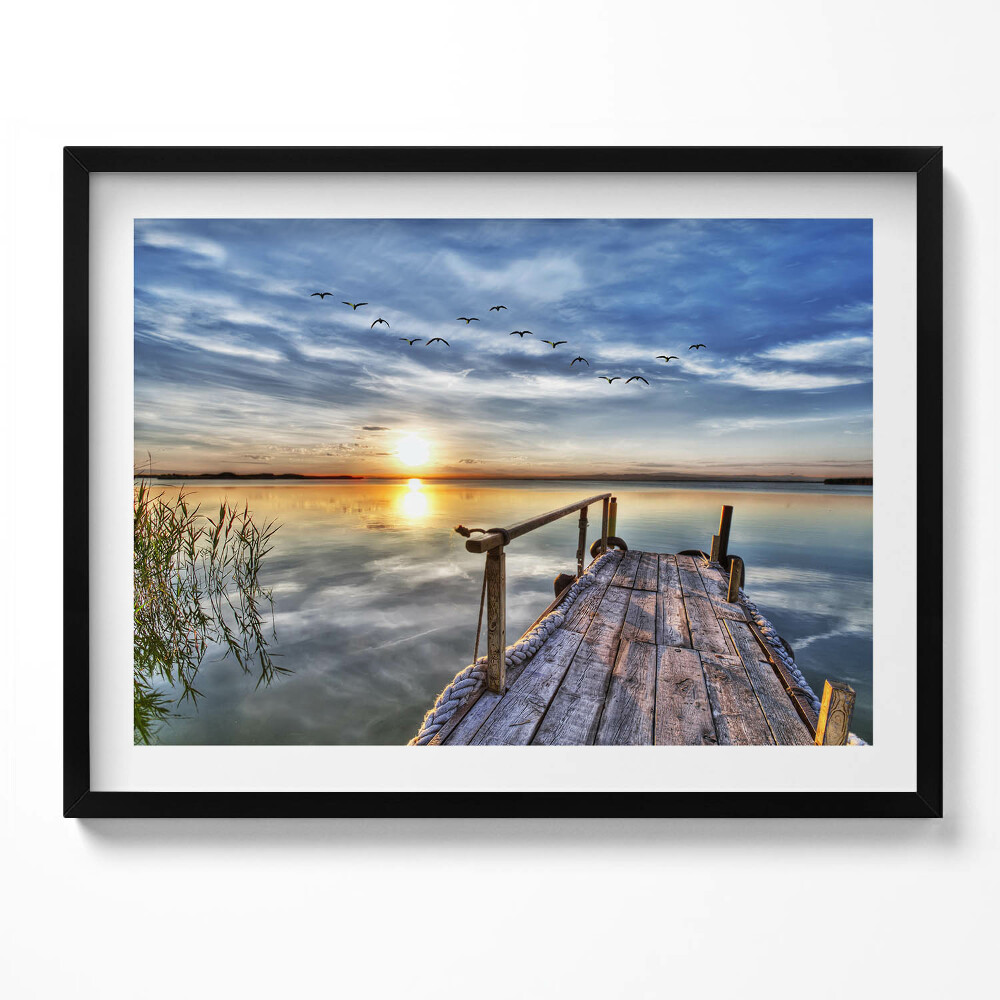 Obraz s rámem Západ slunce u jezera