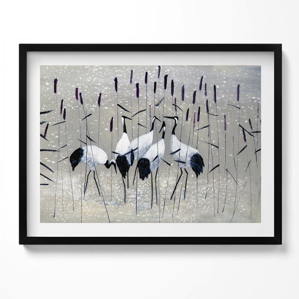 Obraz s rámem Jeřábi v rákosí