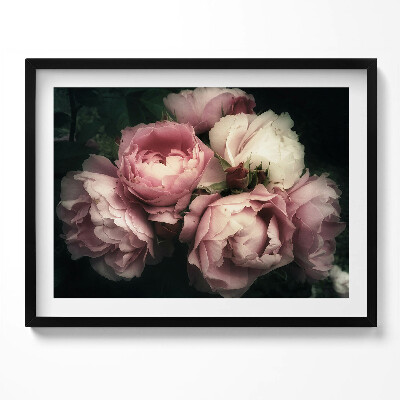 Obraz s rámem kytice růžových historických růží