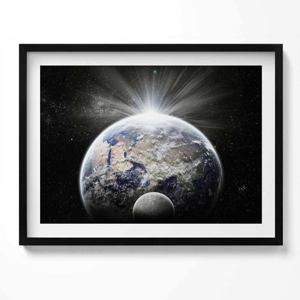 Obraz s rámem Pohled na Zemi a Měsíc