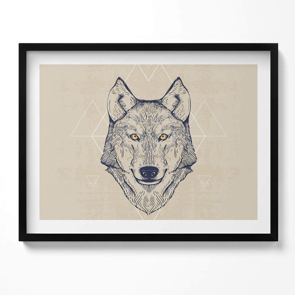 Obraz s rámem Vlčí hlava