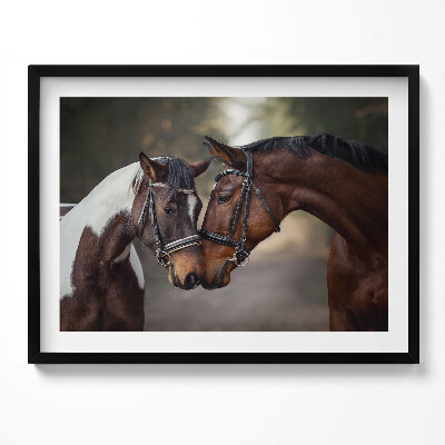 Obraz s rámem Portrét koní v lese