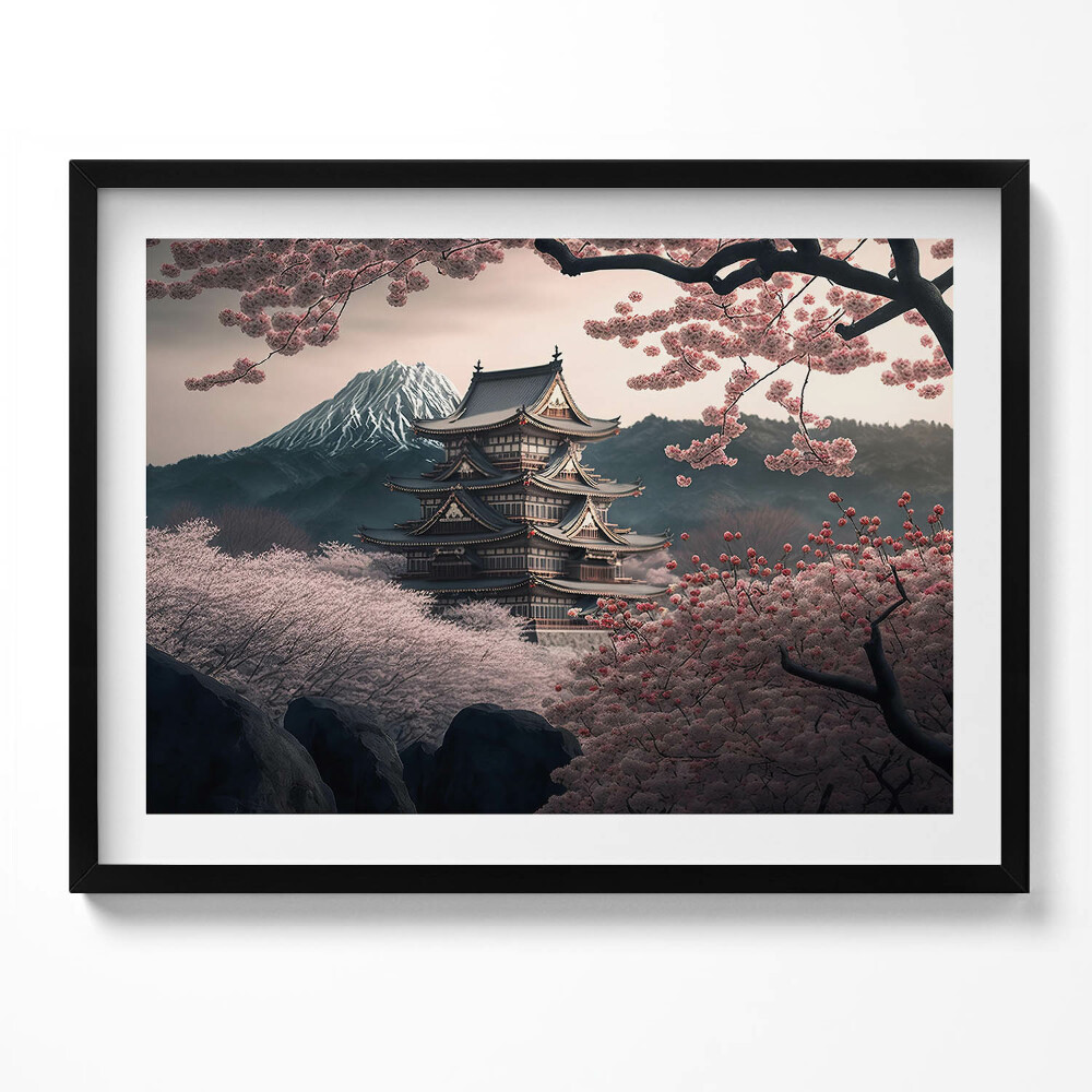 Obraz s rámem Asijská věž a třešňové květy