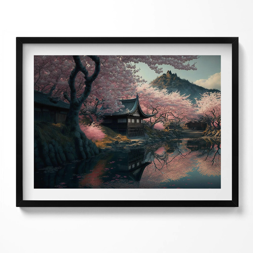 Obraz s rámem Krásný asijský třešňový květ