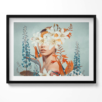 Obraz s rámem Abstraktní žena s květinami