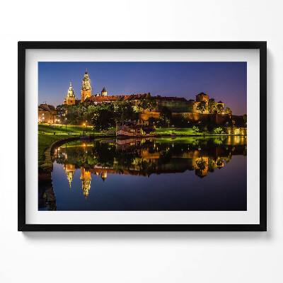 Obraz s rámem Wawel v noci, Visla