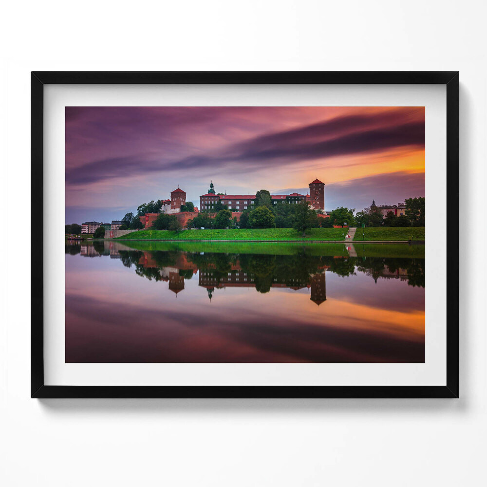 Obraz s rámem Východ slunce královského hradu Wawel