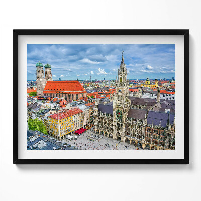 Obraz s rámem Radnice Marienplatz v Mnichově